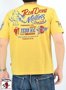 LUCKY DEVIL MOTORS半袖Tシャツ◆TEDMAN/テッドマン カスタードMサイズ（サイズ40）TDSS-558 エフ商会 efu 赤鬼 モーター バイク