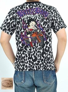 BR×BETTYコラボ 天竺半袖Tシャツ◆The BRAVE-MAN レオパードMサイズ BBB-2315 ブレイブマン ベティーちゃん 刺繍