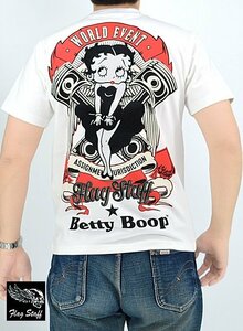 Betty Boop×Flag Staff 半袖Tシャツ◆Flagstaff ホワイトXXLサイズ 432021 フラッグスタッフ ベティーちゃん 刺繍