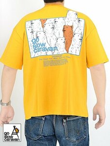 USA/C gscアニマルズスクエアLOGOバックプリントゆったりTEE◆go slow caravan イエロー(M) 391917 ゴースローキャラバン アウトドア