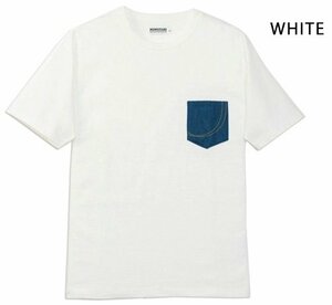 銅丹デニムポケット半袖Tシャツ◆桃太郎ジーンズ ホワイトMサイズ MTS0020M31 MOMOTARO JEANS 日本製 国産 岡山