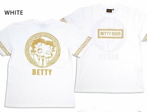 LBK×BETTY GOLDEN Betty Tee◆ロウブロウナックル ホワイトMサイズ 523872 ベティーちゃん バイカー ユニセックス