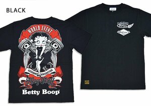 Betty Boop×Flag Staff 半袖Tシャツ◆Flagstaff ブラックMサイズ 432021 フラッグスタッフ ベティーちゃん 刺繍