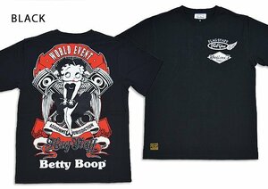 Betty Boop×Flag Staff 半袖Tシャツ◆Flagstaff ブラックLサイズ 432021 フラッグスタッフ ベティーちゃん 刺繍