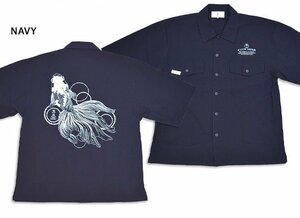 金魚のワイドシャツ◆喜人 ネイビーLサイズ KJ-32406 和柄 和風 ゆったりめ オーバーサイズ きんとと 日本 きじん
