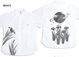 燕子花のシャツ◆喜人 ホワイトXLサイズ KJ-32405 和柄 和風 趣 日本 きじん
