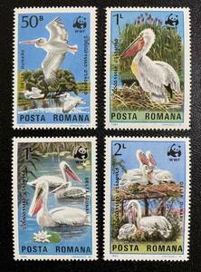ルーマニア　鳥　世界自然保護基金　WWF 4種完　未使用 NH
