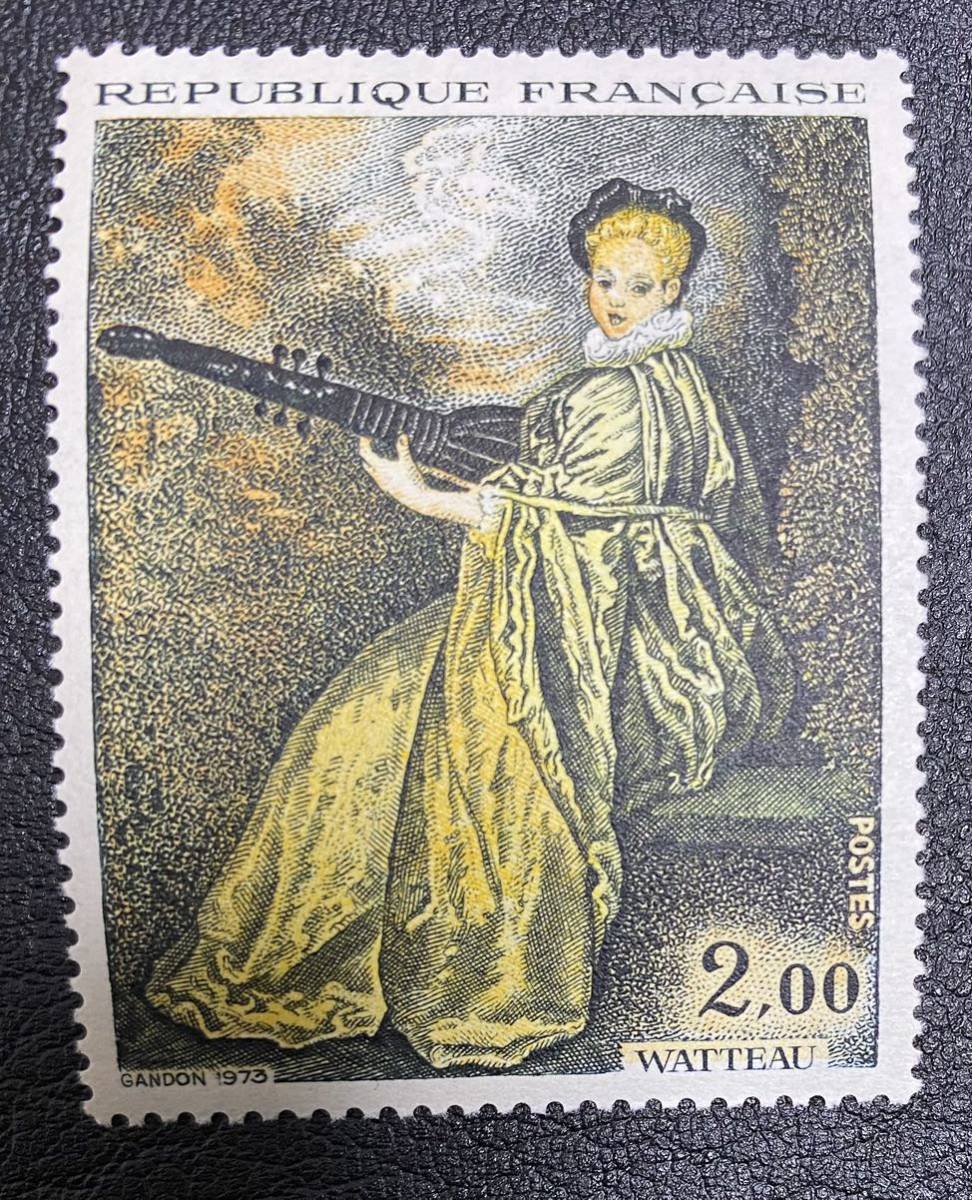 Francia Watteau Mujer con un laúd Pintura Arte 1a Clase Completa Sin Usar NH, antiguo, recopilación, estampilla, tarjeta postal, Europa