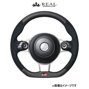 レアル ステアリング オリジナルシリーズ エンブレムタイプ(ブラックレザー&ブラックウルトラスエード)BRZ ZD8 GRM-ALC-SL REAL