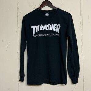 THRASHER スラッシャースケートボードマガジン長袖TシャツロンT古着メンズS黒色ブラック