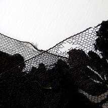 19世紀-20世紀 フランス アンティーク ブラック 花レース 刺繍 布 縫製 古布 カットワーク スカラップ トリム チュール リメイク パーツ_画像7