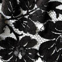 19世紀-20世紀 フランス アンティーク ブラック 花レース 刺繍 布 縫製 古布 カットワーク スカラップ トリム チュール リメイク パーツ_画像6