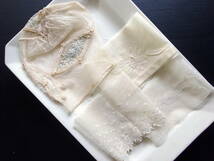19世紀-20世紀初期 フランス アンティーク レース 刺繍 布 縫製 古布 カットワーク スカラップ トリム チュール リメイクパーツ 13_画像3