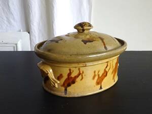 19 век Франция MIELLE MIELLE керамика Terry n pot контейнер тарелка . предмет горшок орнамент тарелка керамика .. антиквариат старый инструмент изобразительное искусство античный 