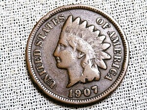 外国銭　アメリカ 1セント硬貨 1907年 インディアンヘッド 外国硬貨 海外コイン