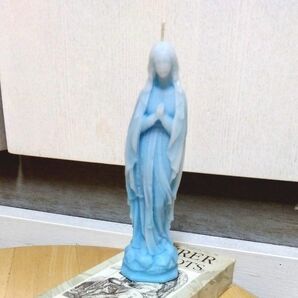 聖母マリア様　祈りのキャンドル　水色タイプ