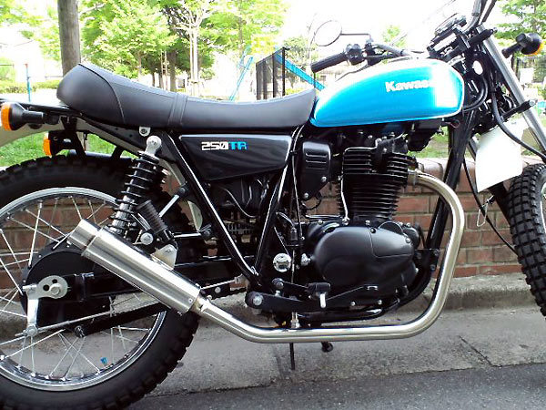 半額SALE/ 250TR カワサキ 専用HMS 100φ砲弾マフラー Type3 3曲げ