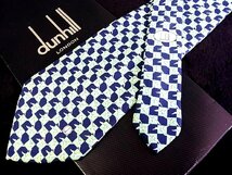 ♪今週の特売980円～♪0992W♪状態並品【dunhill】ダンヒル【鳥 格子 dロゴ 柄】ネクタイ♪_画像1