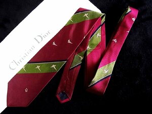 ♪今週の特売980円～♪1022W♪状態並品【Dior】ディオール【鳥 ストライプ 柄】ネクタイ♪