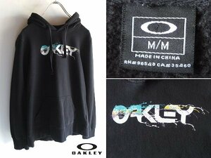 希少 00sビンテージ OAKLEY オークリー ペンキロゴプリント プルオーバー スウェットパーカー M 黒 ブラック Y2K アーカイブ