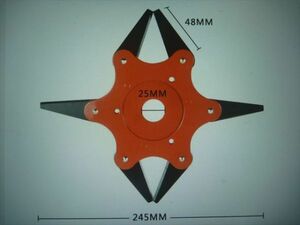 草刈り機の刃赤3枚　金属可変6枚刃・刈払機、草刈り機の刃^チップソーより、枝や障害物に木障害物で刃が逃げる、１