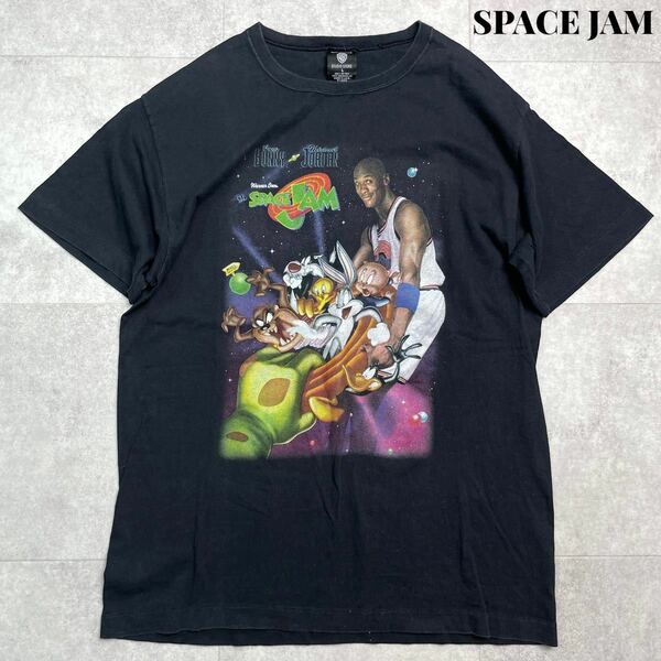 【希少】90s SPACE JAM スペース ジャム JORDAN マイケルジョーダン 半袖 Tシャツ カットソー L ブラック WARNER BROS ワーナーブラザーズ