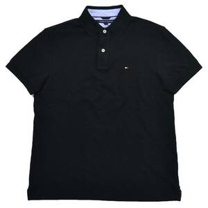 USA限定 「S」 Tommy トミーヒルフィガー CUSTOM FIT カスタムフィット ワンポイント フラッグ POLOシャツ ポロシャツ 綿100% 黒 ブラック