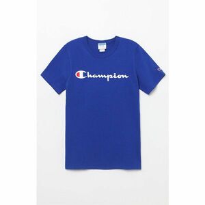 USA限定 【L】 リバースウィーブ仕様 Champion チャンピオン Wタグ HERITAGE ヘリテージ ネーム スクリプト 半袖 Tシャツ 青 ブルー