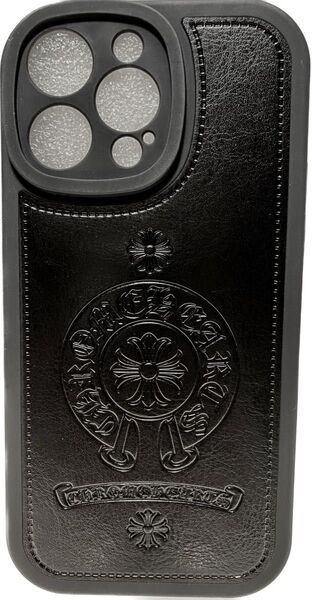 iPhone14PRO★最新素材TPUスマホケース人気のホースシュー&クロス【ブラック】