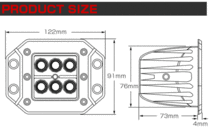 LED 埋め込み専用ライト Flush Pod バンパーやグリルに穴開け取付 18W CREE XB-D バックランプ フォグランプ 作業灯 補助灯 12V/24V P-497_画像6