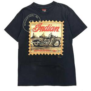 希少!!90's 91年製 INDIAN MOTOCYCLE インディアンモーターサイクル アメリカン バイク プリントTシャツ(M)ブラック メンズ トップス