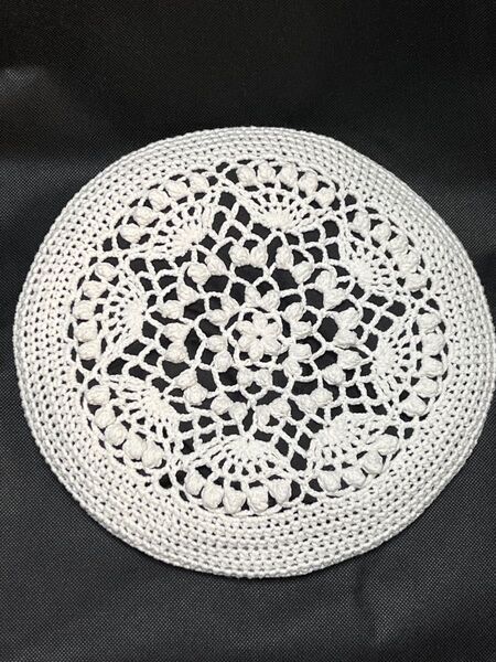 ハンドメイド cotton クロッシェレースのベレー帽(エクリュ)