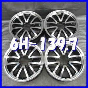 □送料無料 A2■ 社外アルミ ■ 17×7.5J+30 ■ 6H PCD139.7 ■ ハブ径φ110 ◇ ４本 ◇ ブラック/ポリッシュ系 センターキャップ欠品