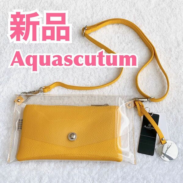 【新品】Aquascutumアクアスキュータム　ショルダー　クリアクラッチバッグ 財布ショルダーバッグ 2way