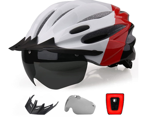 自転車 ヘルメット 大人用 CPSC/CE安全基準認証 充電式 電動自転車 ヘルメット 57-62cm ゴーグル バイザー付 軽量 Lサイズ