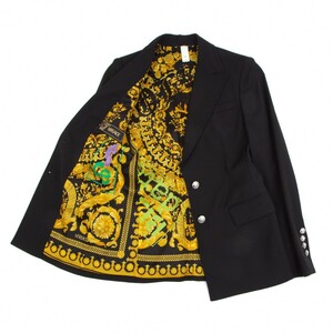 Versace Versace Back Gothic Print Stretch Meduza Button Butter Black 38