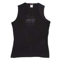 ヴェルサーチスポーツVERSACE SPORT ロゴ刺繍タンクトップ 黒S_画像2