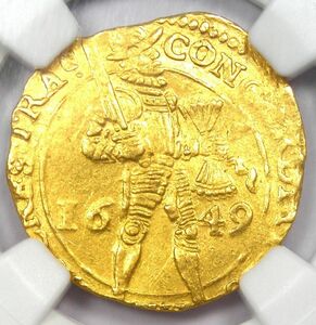 ★【伝統のオランダ金貨！】1649 オランダ ユトレヒト ダガット 金貨 NGC MS61高鑑定 希少 コイン ゴールド アンティーク