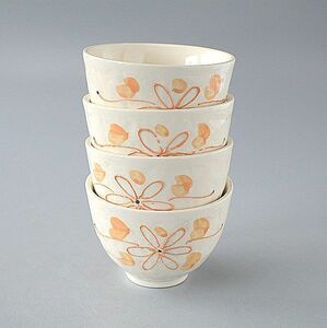 ご飯茶碗 汁椀 4個 ボウル オレンジの花 マルチカップ