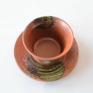 小鉢 受け皿つき 茶織部ぼかしの画像2