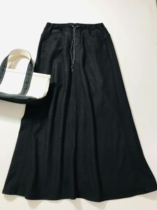 100円 SOMETHING（サムシング）ブラック　スウェット　ロングスカート　XS