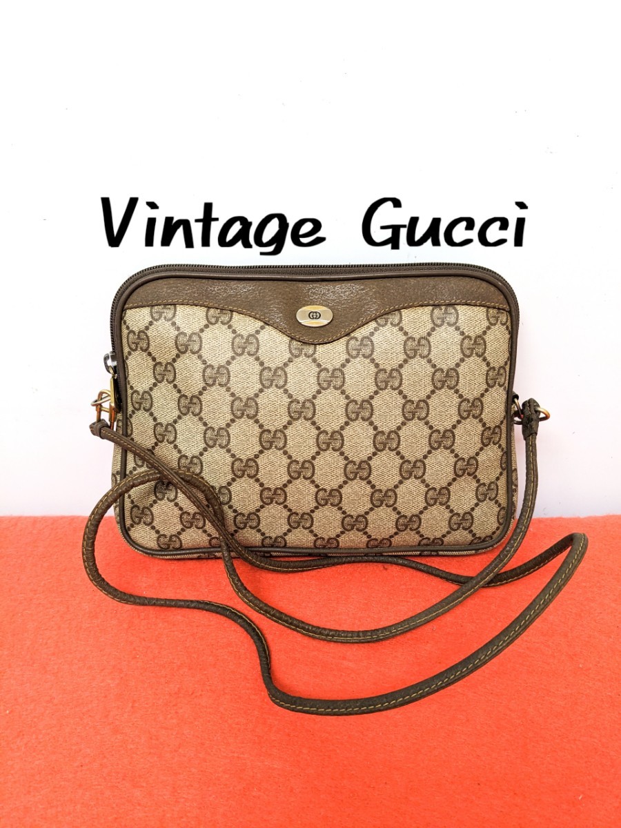 良品 極希少 Gucci GG柄ビンテージショルダーバッグ ポシェット 2way