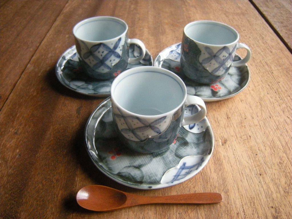 Ike ◇ Mino ware [Nouveau *Inutilisé] Crête japonaise Ichichin Shozui peinte à la main Assiette à café à trois pieds Ensemble de 3 bols Tout en un *Bonne affaire*Vaisselle de luxe*Final*, vaisselle, vaisselle japonaise, autres