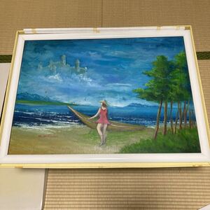 Art hand Auction 真作 西海幸 幼想の城 1996年 直筆証明書付き P20号 風景画 心象風景 コレクション 整理品, 絵画, 油彩, 自然, 風景画