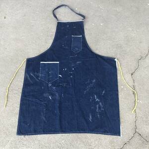  Vintage 50s Denim apron Work indigo ear attaching miscellaneous goods antique 230429