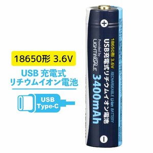 リチウムイオン電池 USB充電式リチウムイオン電池 18650形 3400mAh｜BTJ-1865034-LIT 08-1313 オーム電機