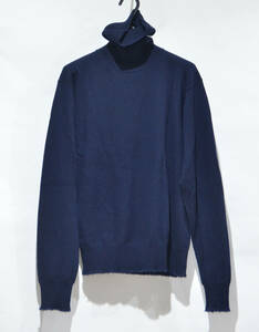 BLAMINKbla mink cashmere 100% high‐necked knitted sweater long sleeve tops navy 38 Y-28269B