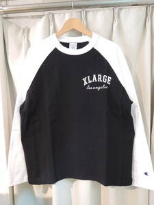 X-LARGE XLARGE エクストララージ XLARGE×Champion REVERSE WEAVE RAGLAN L/S TEE 黒 Mサイズ 2023最新商品 送料￥230～ 値下げしました！