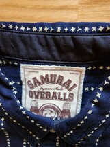 新作　送料込★SAMURAI JEANS サムライジーンズ　SSS-SHR01 手裏剣柄　長袖ワークシャツ　8ozINDIGO ×BLACK 日本製　濃いインディゴ　XXL_画像3