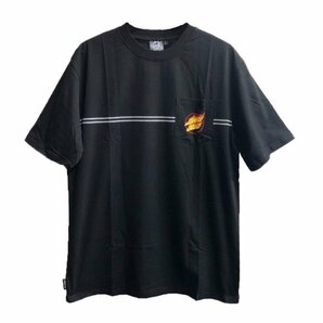 セール SALE 新品 SANTACRUZ サンタクルーズ ポケT ポケットTシャツ FLAMED DOT フレイムドットプリント 黒 ブラック Lの画像2